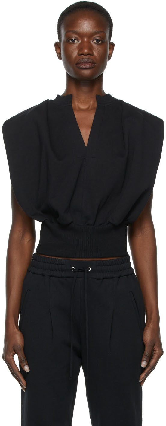 31 Phillip Lim Black French Terry Gathered Tank Top