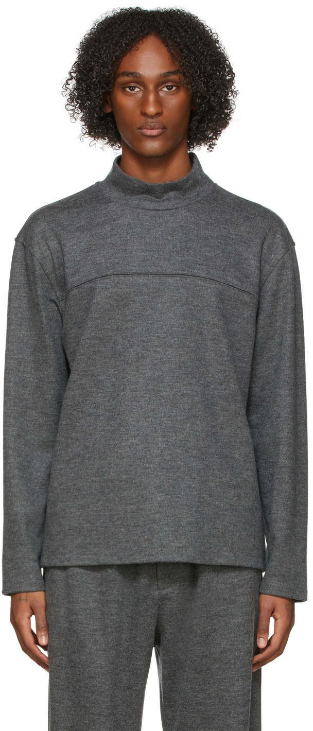 Heather Grey Mock Neck T-Shirt