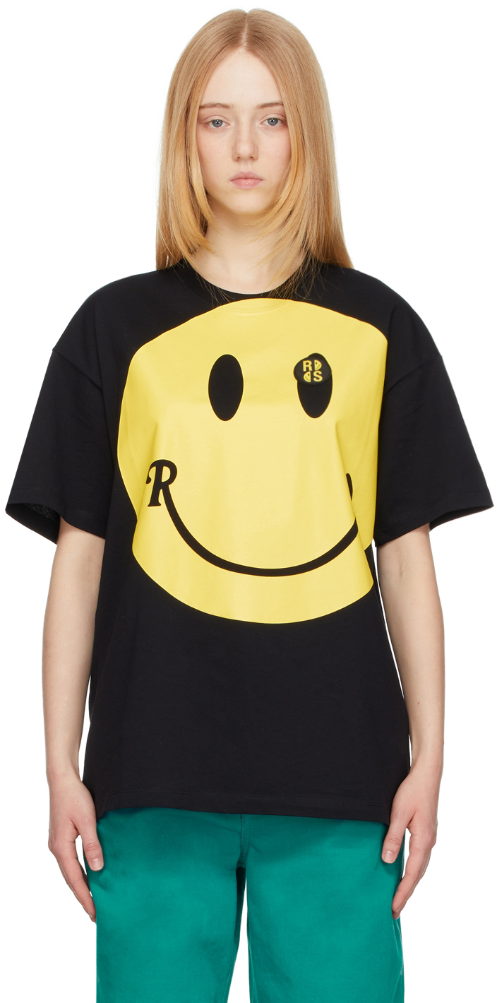 Raf Simons Black Smiley Edition Print T-Shirt | Smart Closet