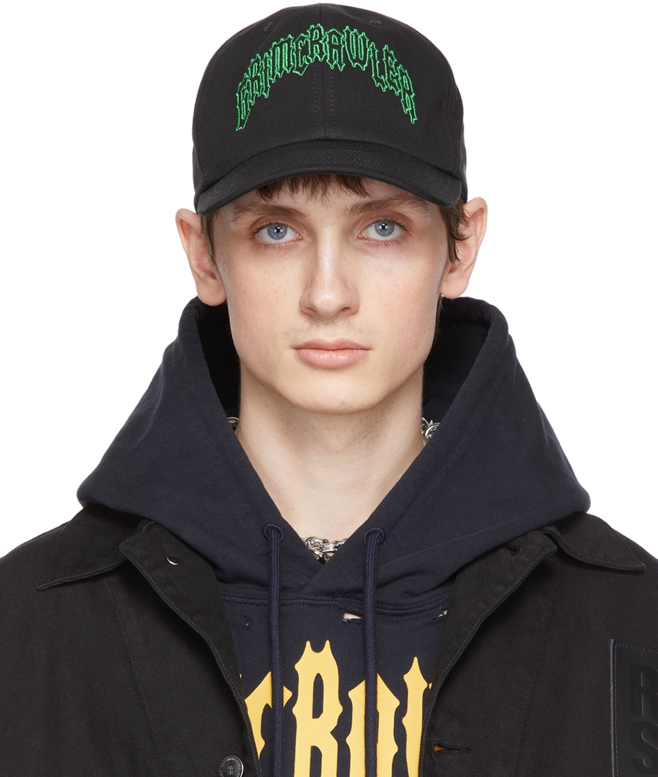 Raf Simons: Black 'Grim Crawler' Cap | SSENSE