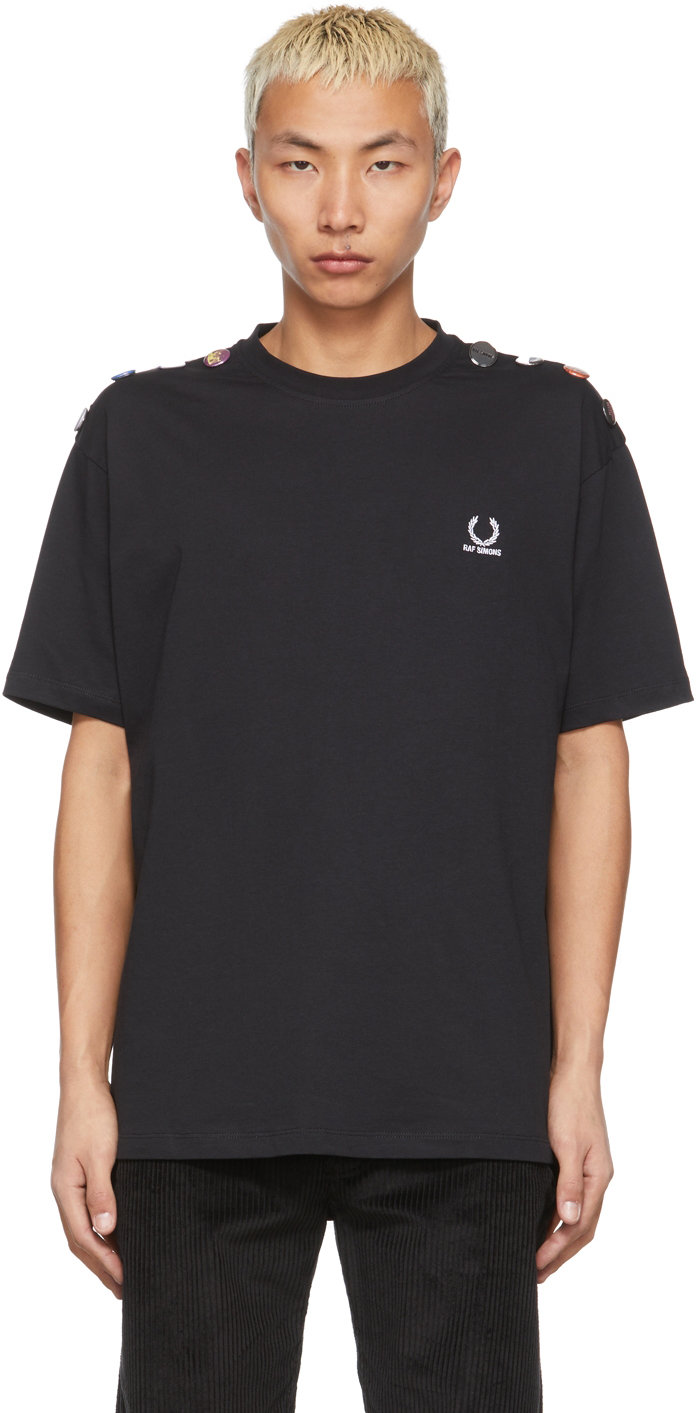 Raf Simons Black Fred Perry Edition Shoulder Detail T-Shirt