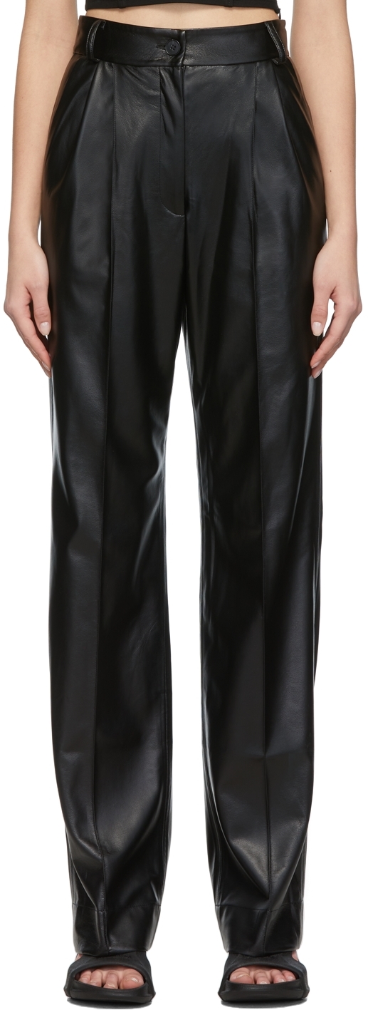 Matériel Tbilisi Black Faux-Leather Pleated Trousers