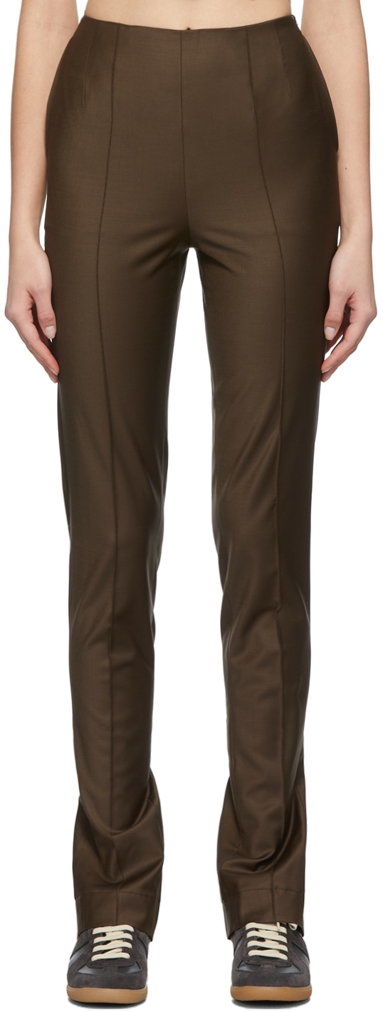 SSENSE Exclusive Brown Wool Slit Trousers