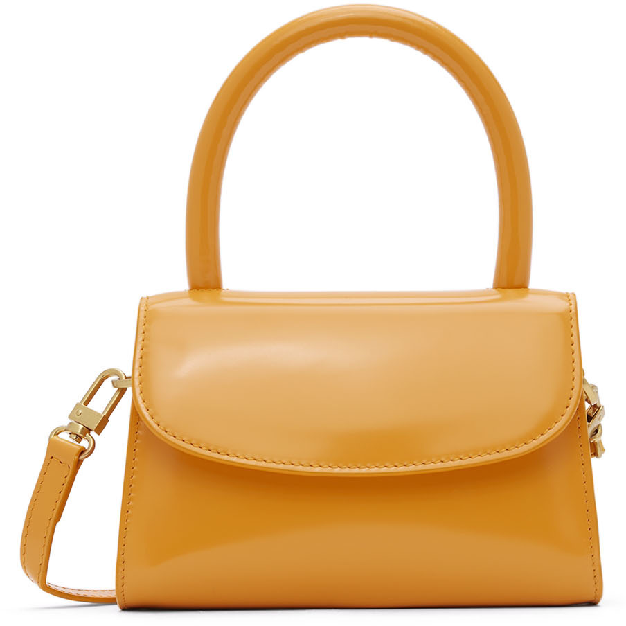 BY FAR Orange Mini Leather Shoulder Bag