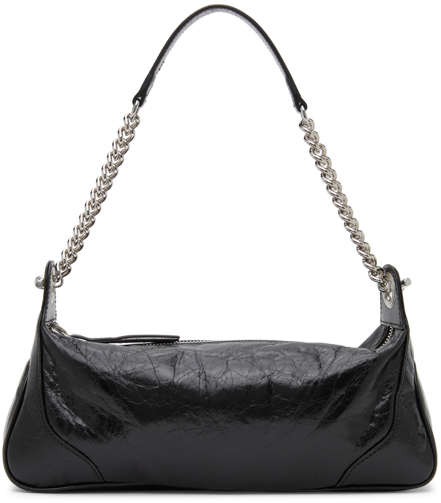 By Far Black Leather Rachel Shoulder Bag In Bl Black
