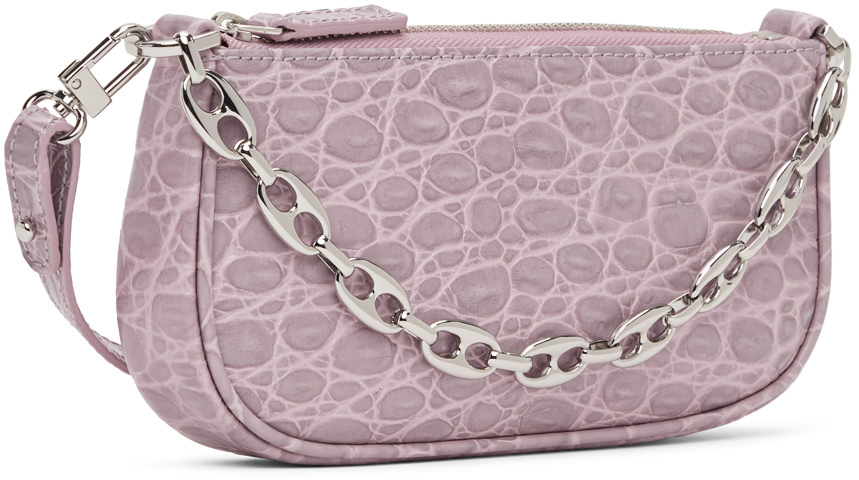 BY FAR Purple Croc Rachel Mini Bag