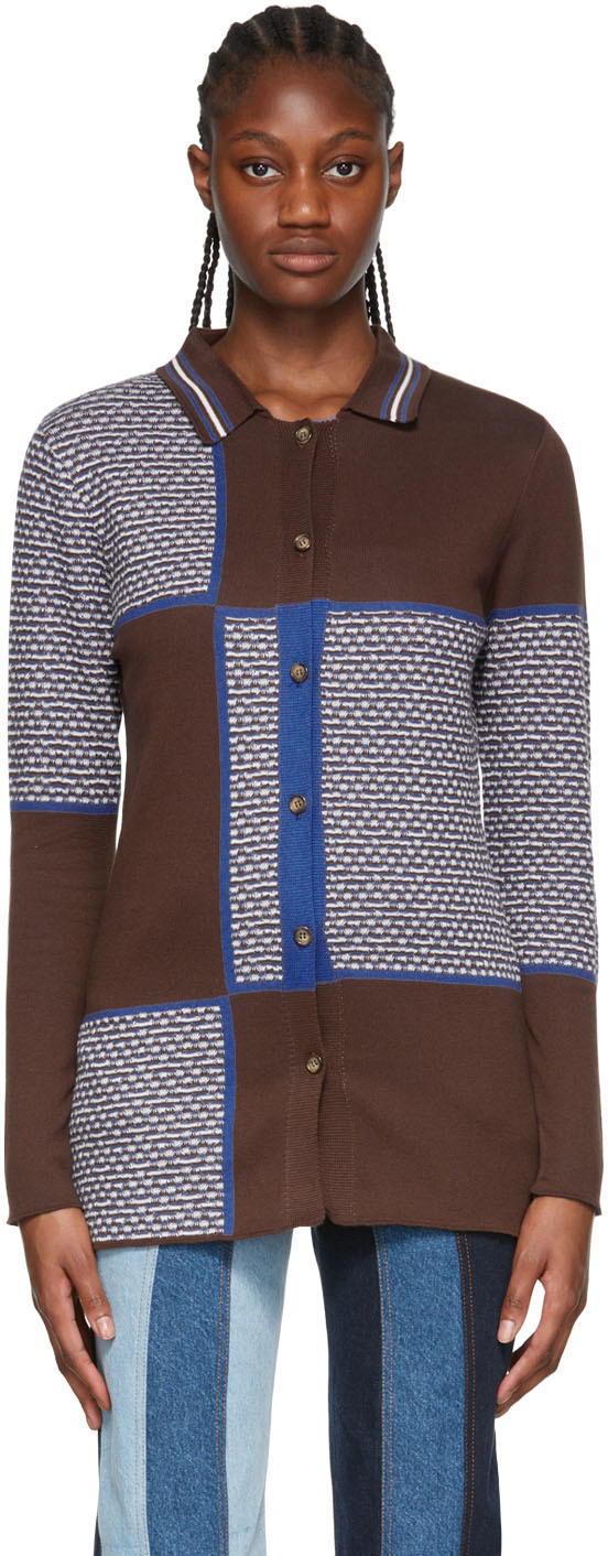 Brown Extra Fine Merino Wool Cardigan