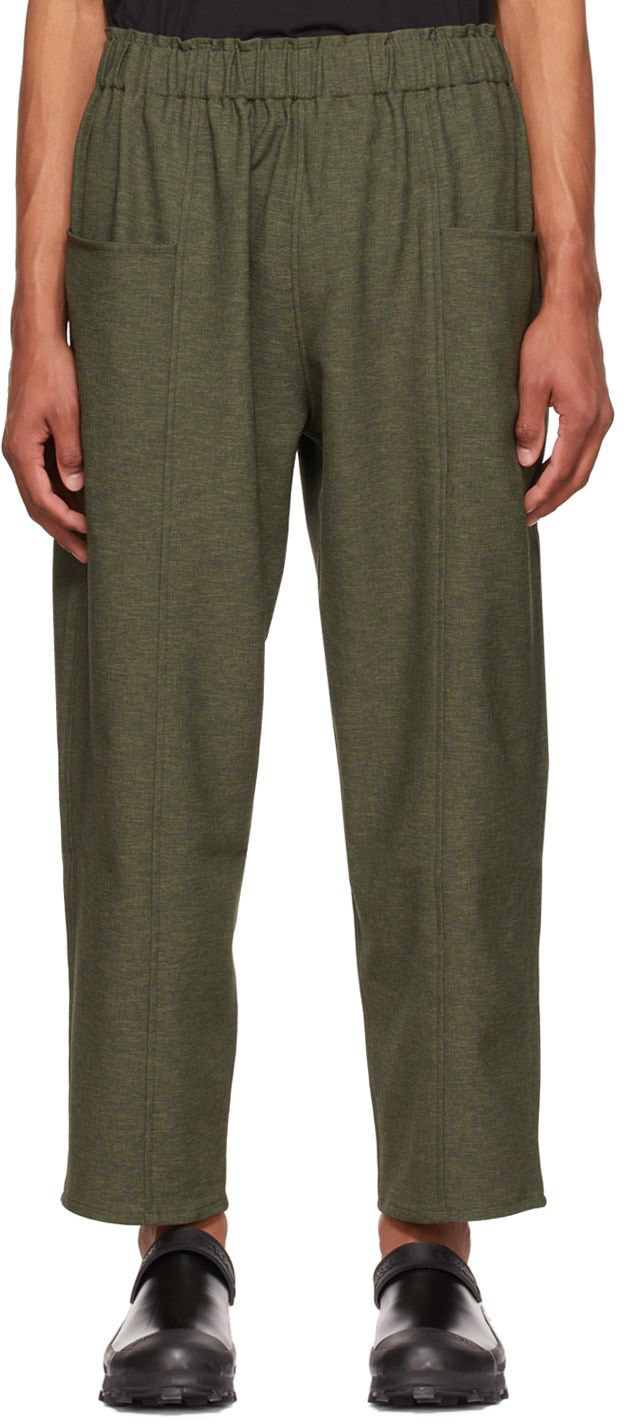 South2 West8 Khaki Polyester Trousers In B-green