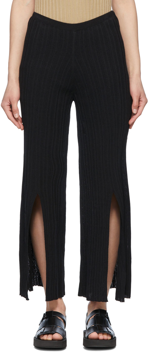 By Malene Birger Irvan Black Ribbed-knit Trousers