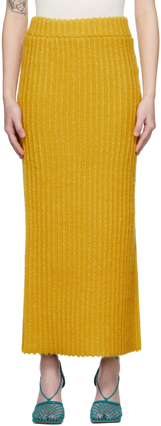 by Malene Birger Yellow Ribbed Kilea Skirt