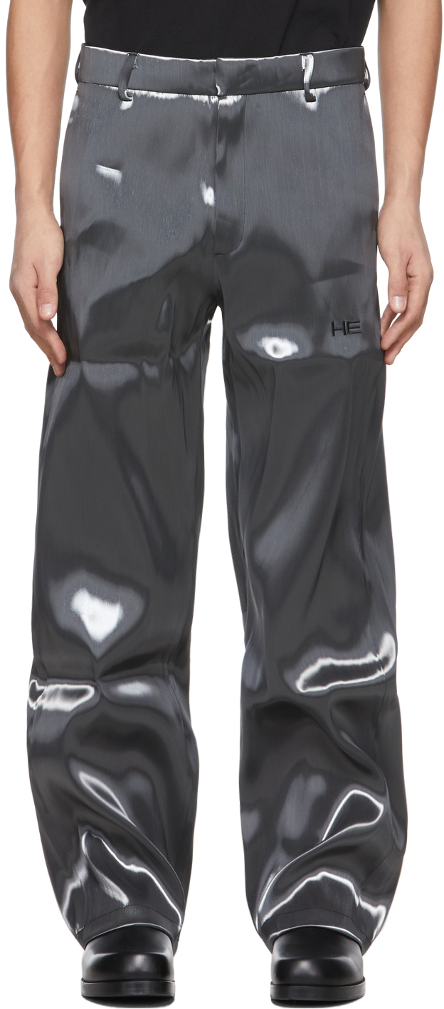 Grey Liquid Metal Trousers