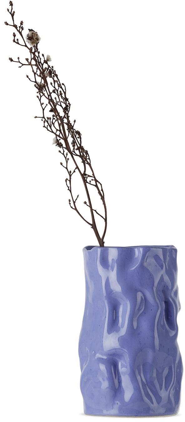 Siup Studio Blue Wrinkled Blue Vase