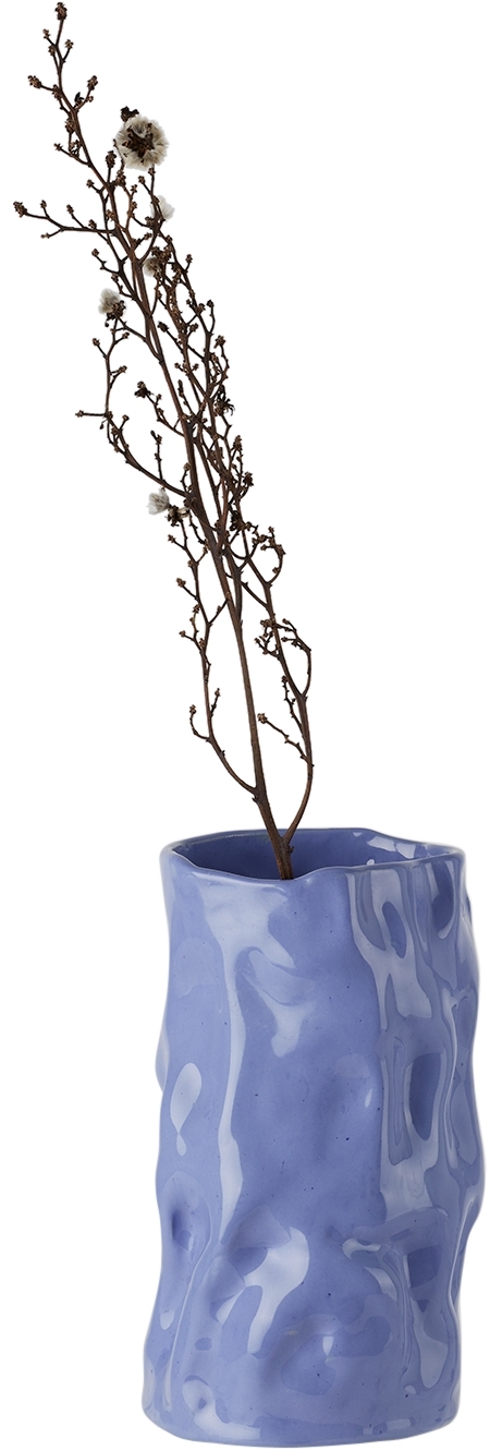 Siup Studio Blue Wrinkled Blue Vase In Blue