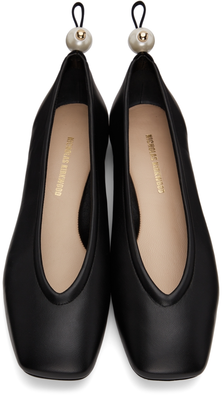 Nicholas Kirkwood Women's Delfi Leather Ballerina Flat in Black Size 39 It