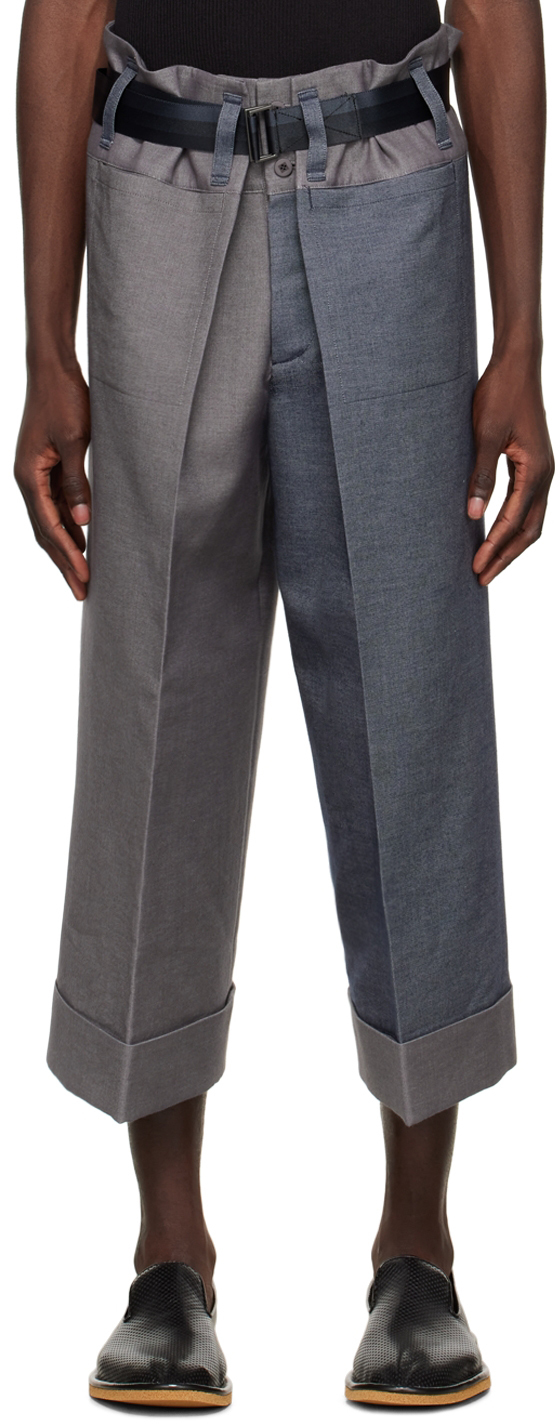 132 5. ISSEY MIYAKE Gray Cotton Trousers