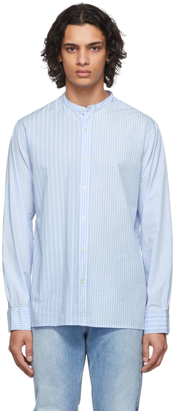 Officine Générale Bleu & White Gaston Patchwork Shirt