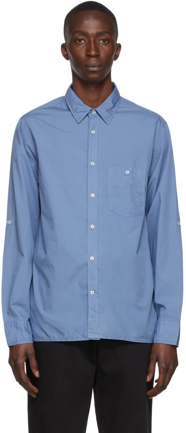 Officine Générale: Blue Younes Shirt | SSENSE Canada