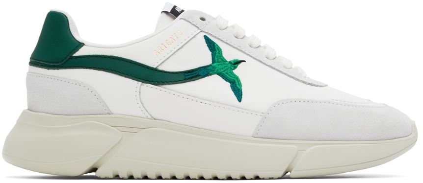 Axel Arigato White & Green Genesis Stripe Bee Bird Sneakers