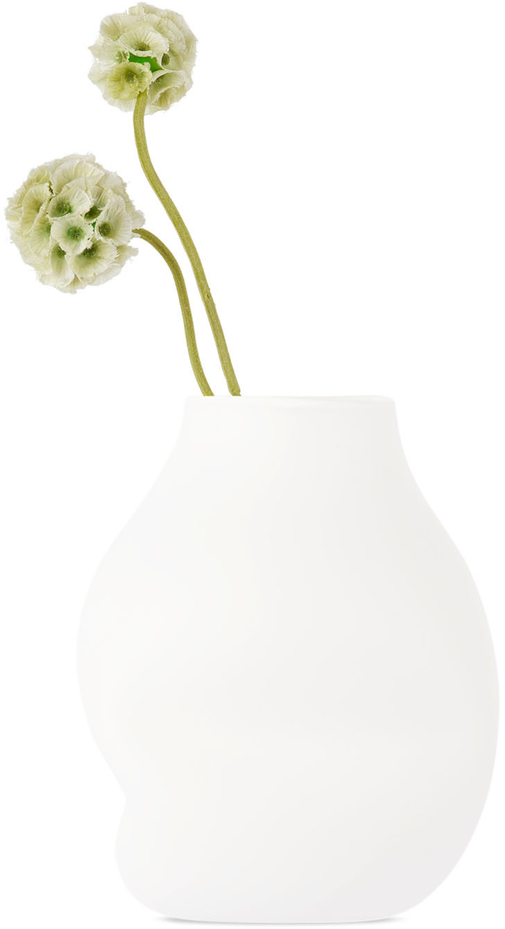 Goodbeast White Boulder Vase In Enamel White