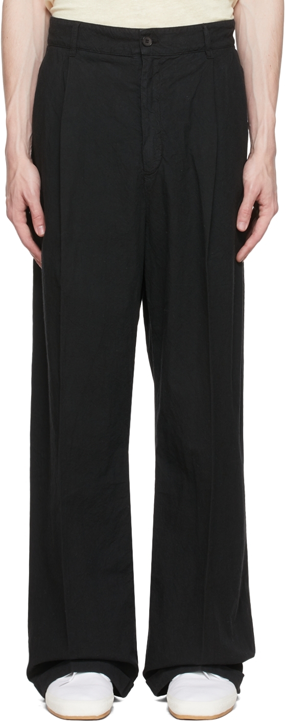 Black Baracan Garzoto Trousers by Barena on Sale