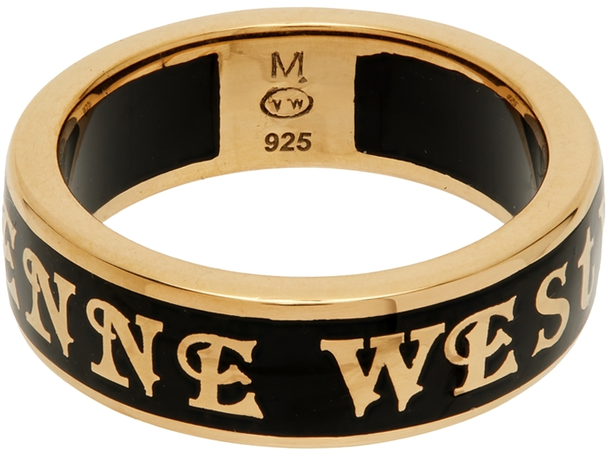Vivienne Westwood Gold & Black Conduit Street Ring In Gold / Black ...