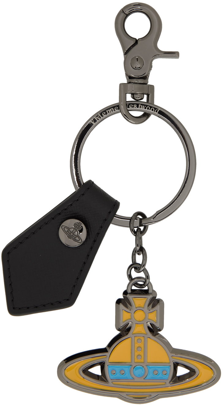 Vivienne Westwood Gunmetal Kent Orb Keychain In Black