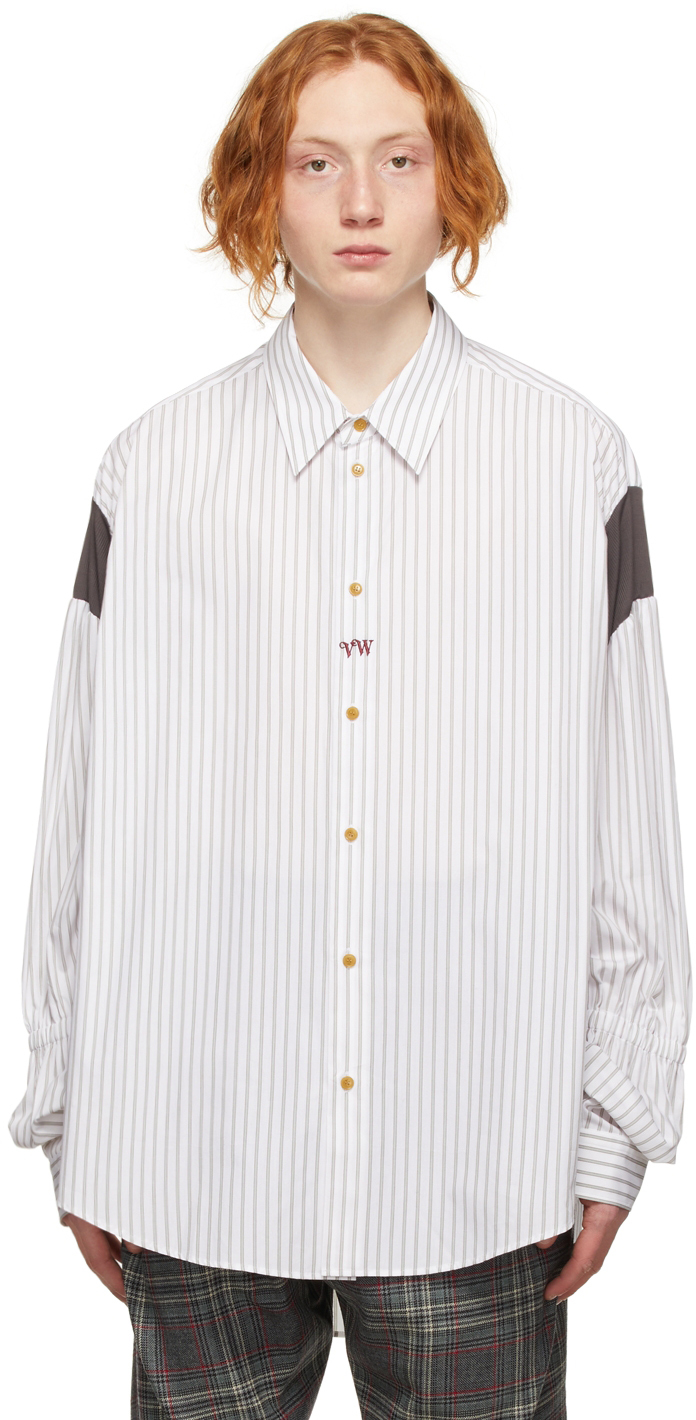 Vivienne Westwood White & Green Striped Oversize Shirt