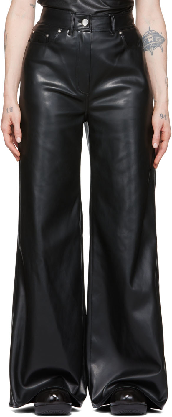 Black Jelena Faux-Leather Trousers