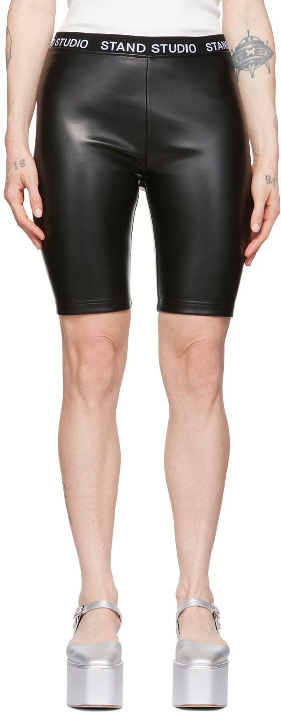 Black Zora Faux-Leather Shorts