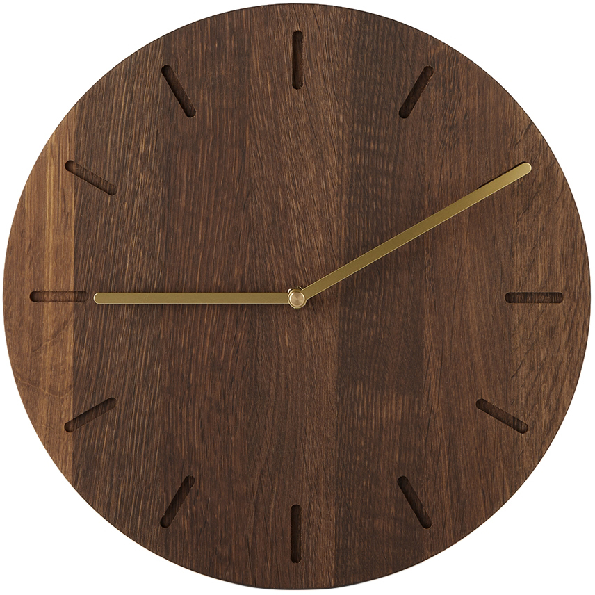 Applicata Brown Watch:out Clock In Smoked Oak/brass Han