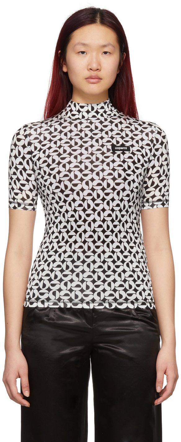 Coperni Black & White High Neck Fitted T-Shirt