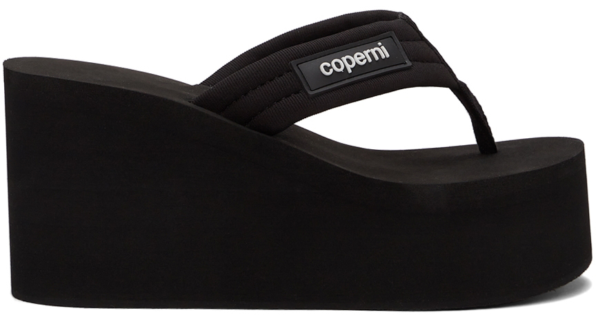 Coperni Black Wedge Flip Flop Sandals