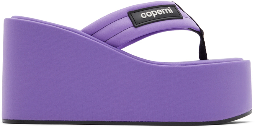 Coperni SSENSE Exclusive Purple Branded Wedge Sandals