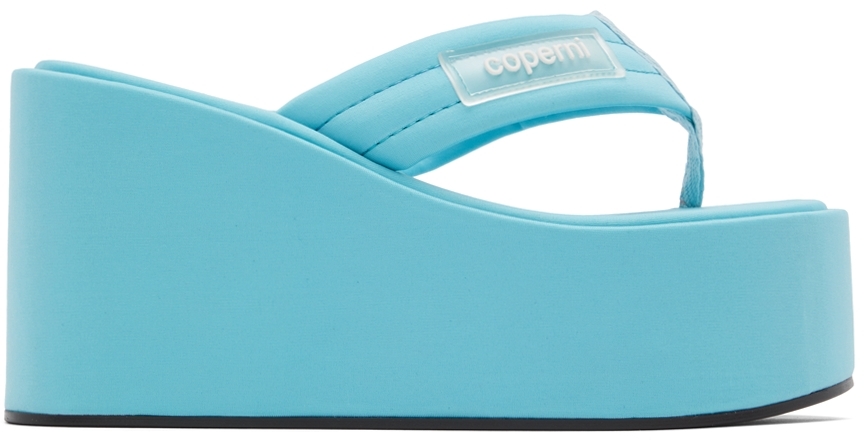 Coperni SSENSE Exclusive Blue Branded Wedge Sandals