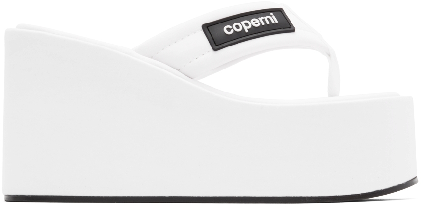 Coperni SSENSE Exclusive White Branded Wedge Sandals
