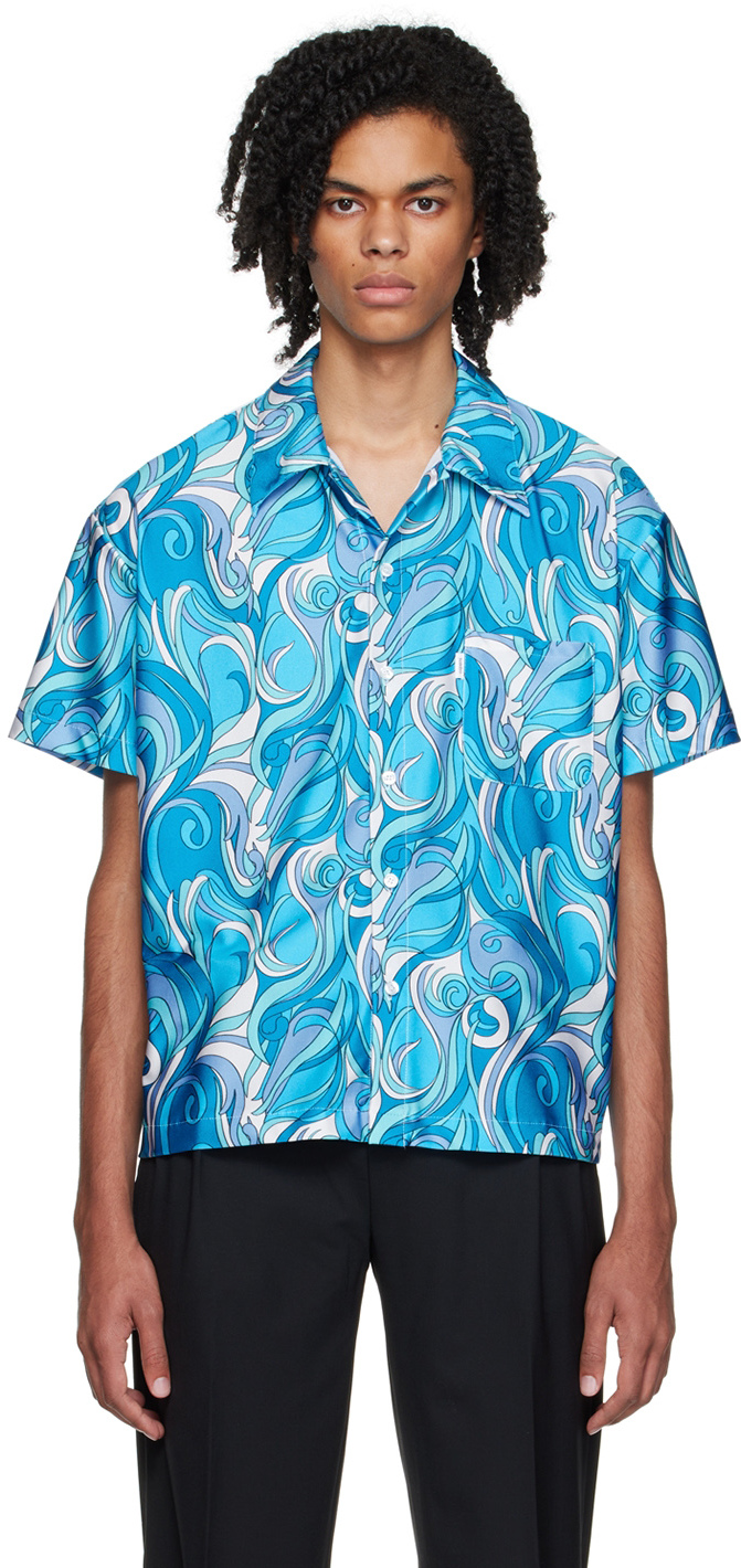 Coperni: SSENSE UK Exclusive Blue Nylon Shirt | SSENSE