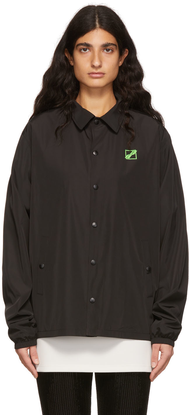 Black Polyester Windbreaker Jacket 