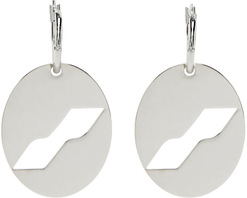 Silver Logo Motif Earrings