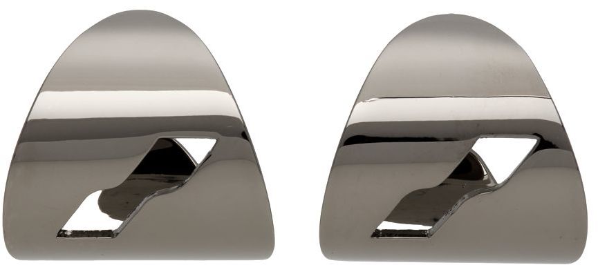Gunmetal Logo Motif Earrings