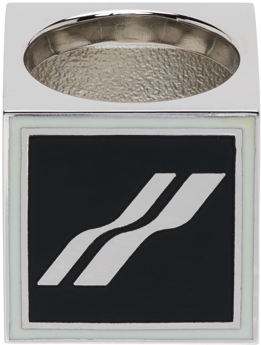 Silver & Logo Dice Ring Ssense Uomo Accessori Gioielli Anelli 