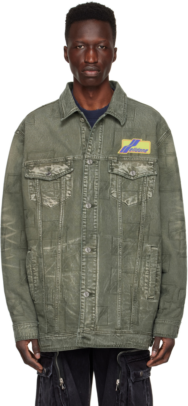Khaki Jacquard Logo Denim Jacket
