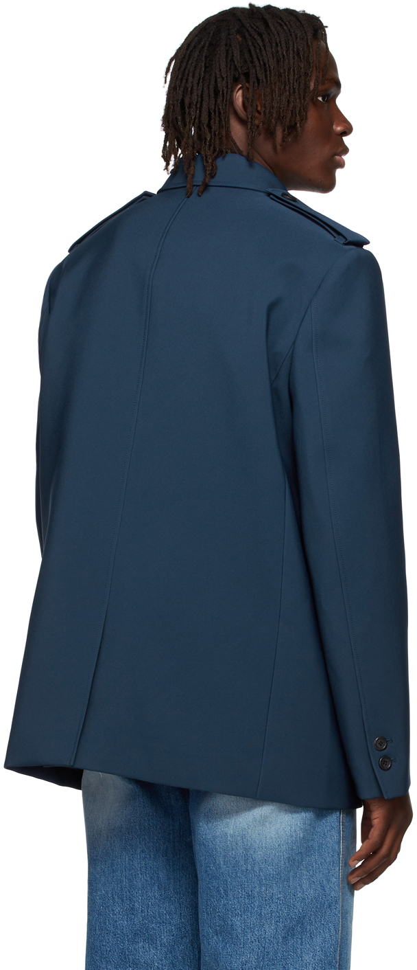 We11 Done Navy Regular Collar Jacket In Navy