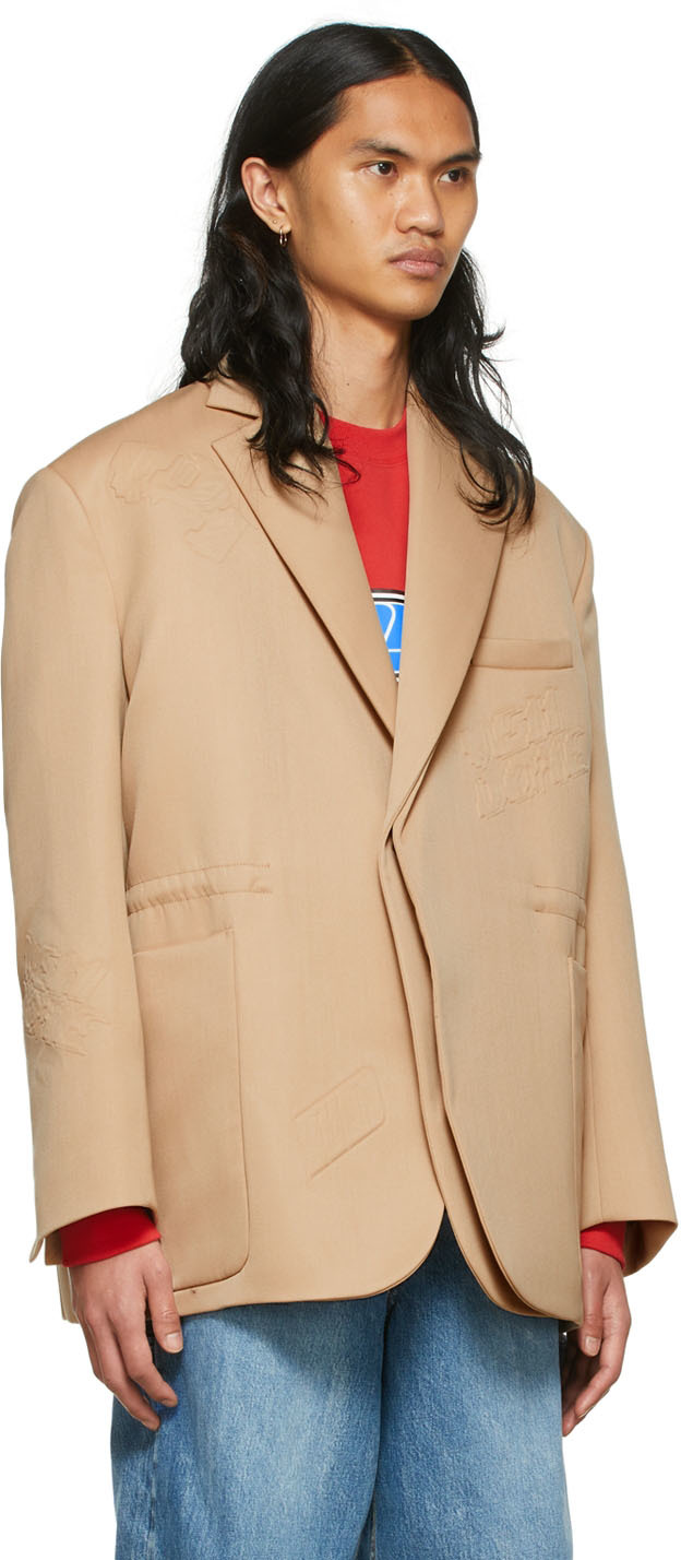 We11 Done Beige Wool & Polyester Blazer In Beige