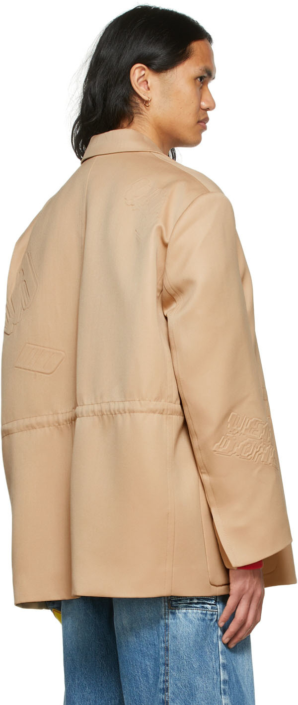 We11 Done Beige Wool & Polyester Blazer In Beige
