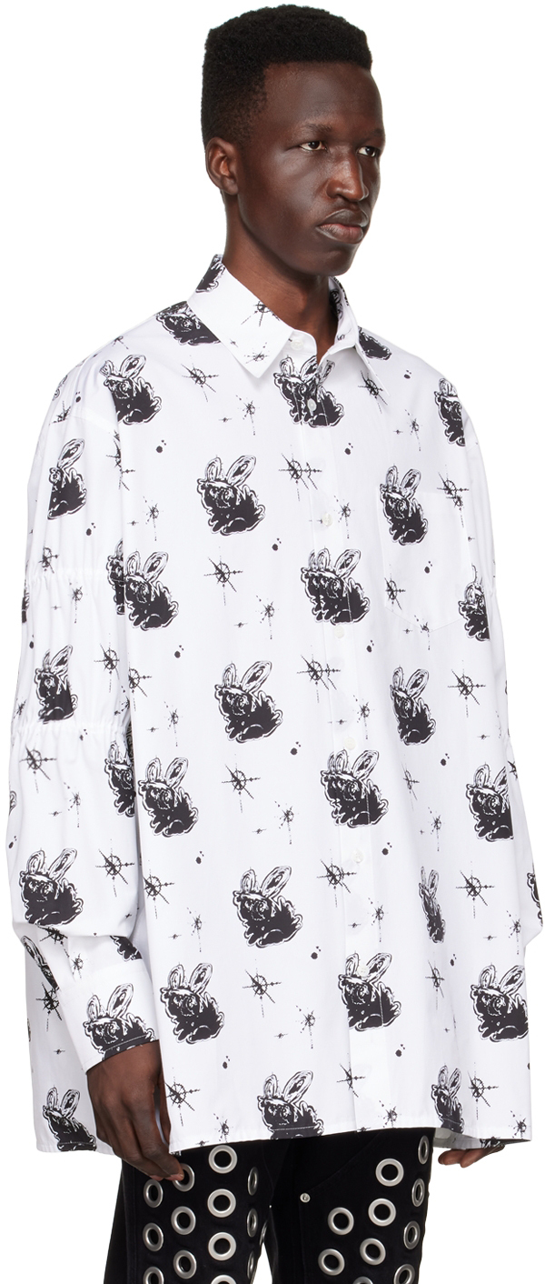 We11 Done White Rubber Band Shirt In White
