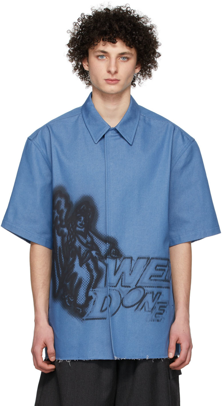 We11done: Navy Denim Shirt | SSENSE