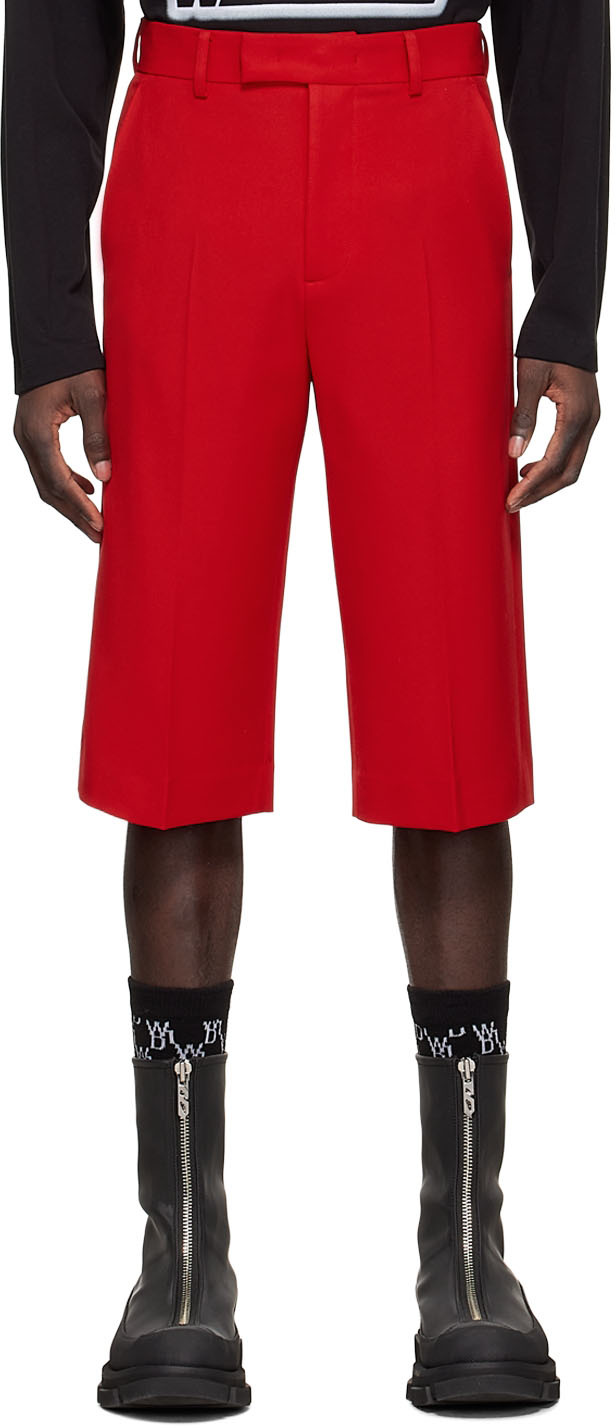 Red Polyester Shorts