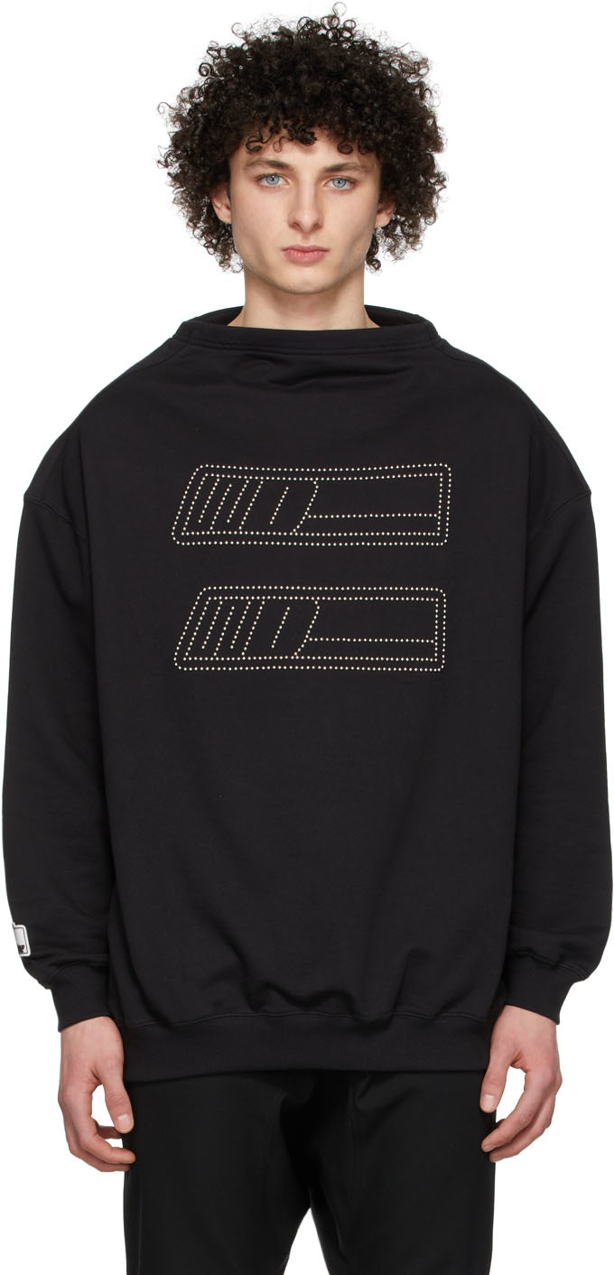 【関税込み】We11done ブラック High Boatneck スウェットシャツ We11doneのブラック High Boatneck スウェットシャツがセール中