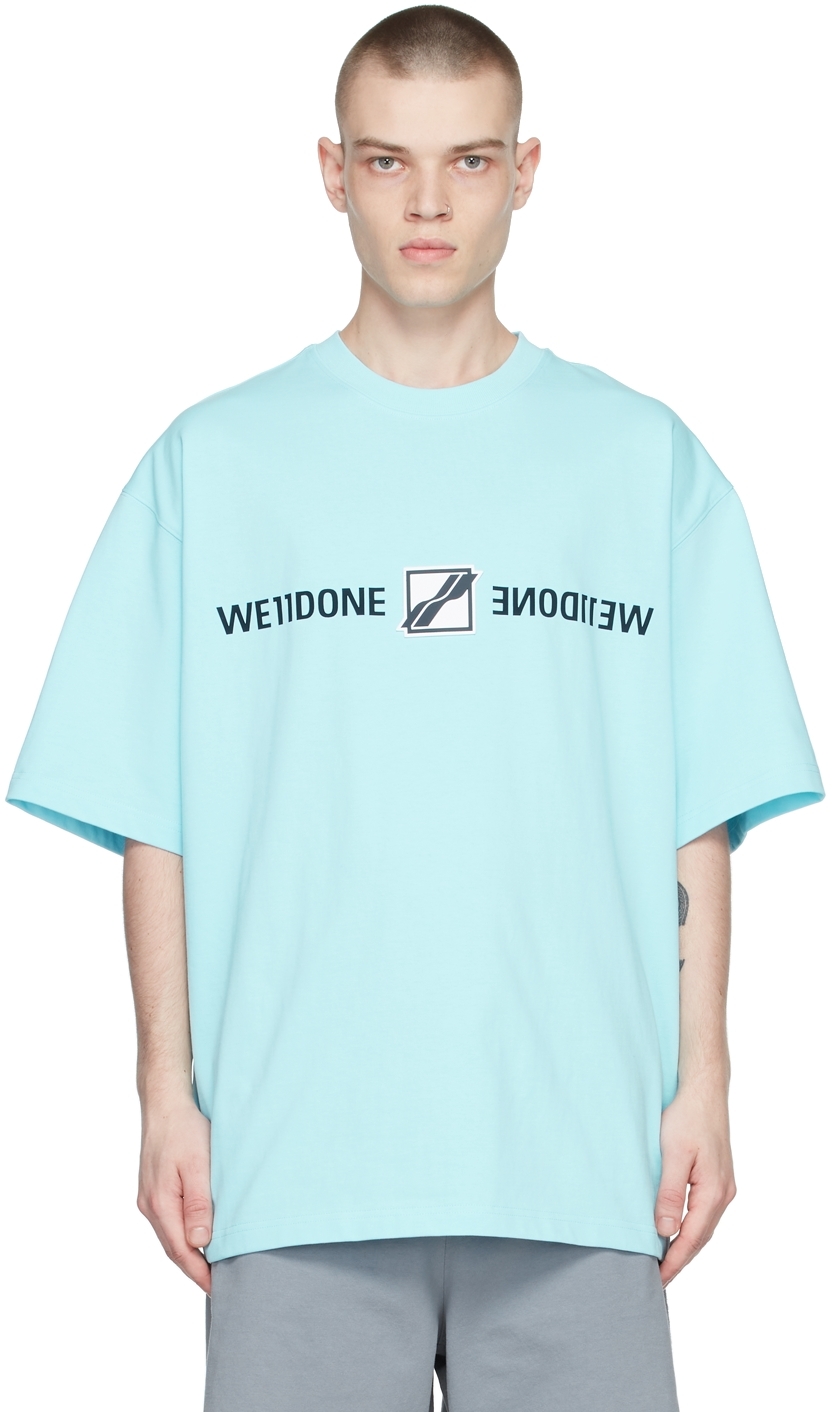 Blue Mirror Logo T-Shirt by We11done on Sale