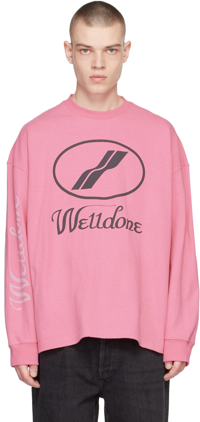 We11done Pink Print Logo T-Shirt